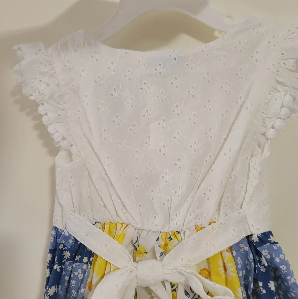 New Blueberi Boulevard Girls 4T Floral Summer Cotton Dress with Sunhat